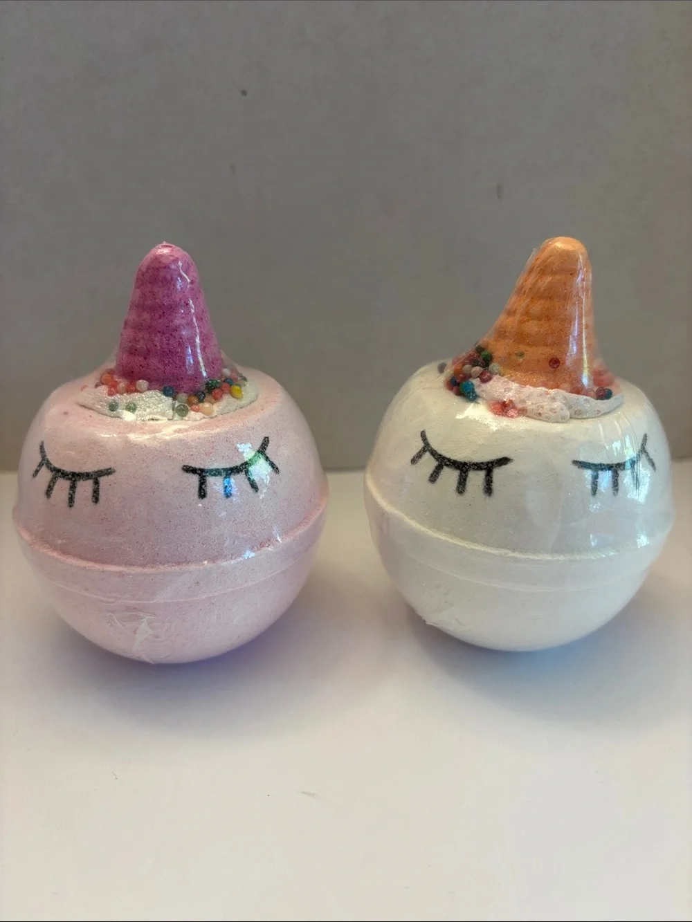Unicorn Ice Cream Cone Bath Bomb Duo - Pink & White